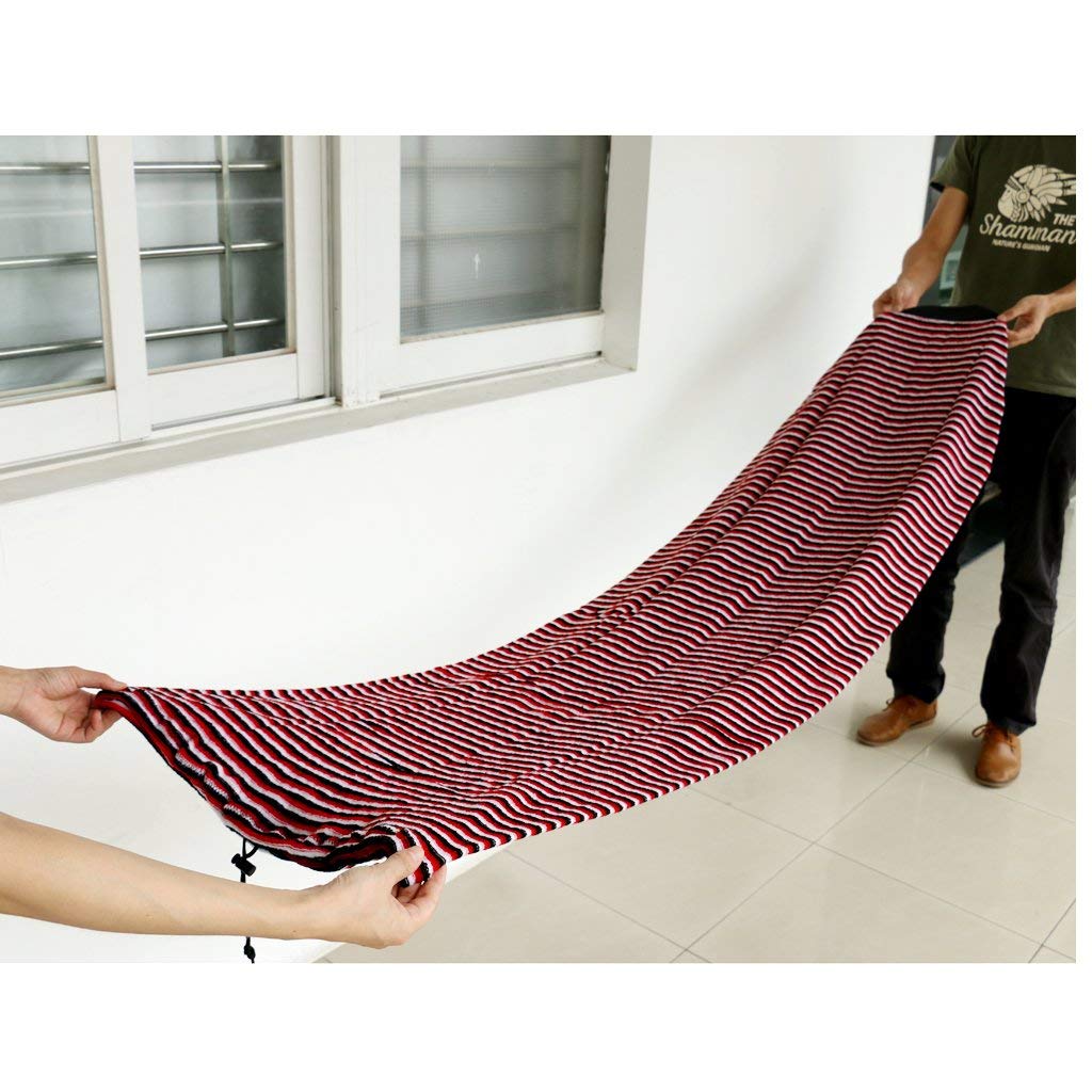 Inzopo 6ft / 7ft Surfboard Shortboard Stretch Sock Cover Surf Board Thruster Protective Day Bag Lightweight Red Black Striped 7ft