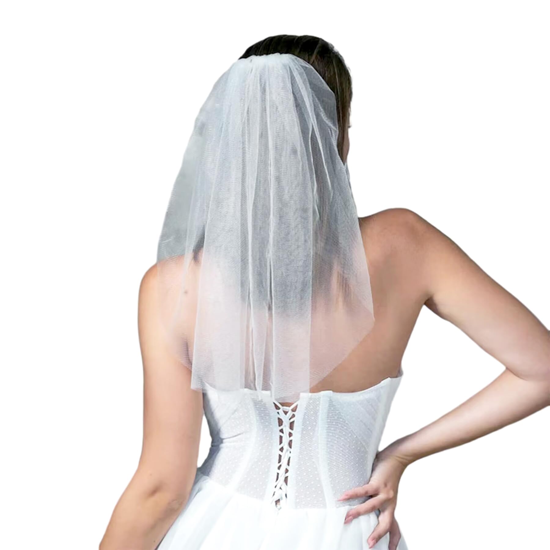 Bridal Veil - Short White Veil with Hair Clip, Bachelorette Veil for Bride, Bride To Be Gifts