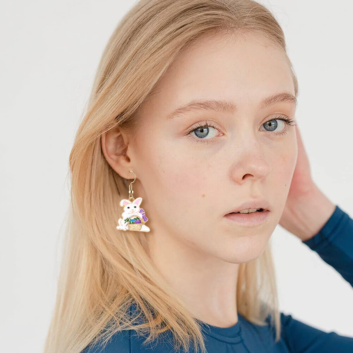 9 Pack Easter Earrings for Women Enamel Colorful Bunny Egg Drop Dangle Earrings Cute Stylish Spring Earrings Holiday Festive Party Jewelry Gift - Image 2