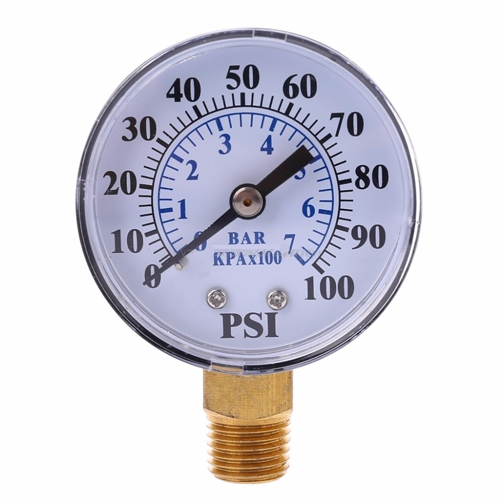 Manómetro de presión de agua,Manómetro mecánico, Manómetro 1/4'' NPT Rosca 0-100 PSI 0-7 Bar Agua Aire Gas Monitor de presión