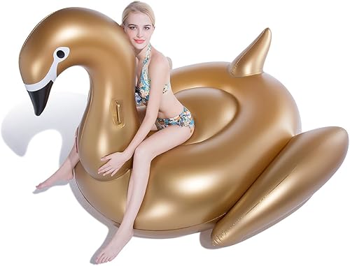 Vista 2 de Jasonwell Giant Inflatable Pool Float - Golden Swan Pegasus Pool Floatie Summer Beach Swimming Outdoor Pool Party Lounge Raft Decorations Toys for