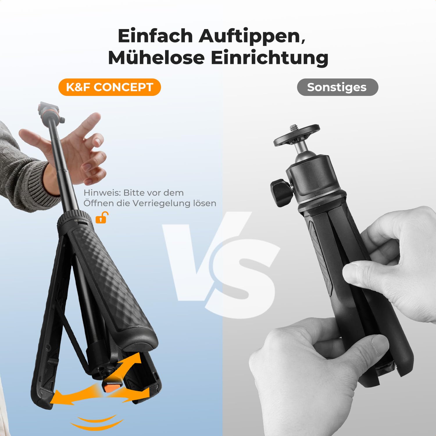 K&F CONCEPT Magnetisches Schnellwechsel-Stativ für Insta360 Ace Pro 2, 66cm Selfie Stick MIni Stativ mit Ein-Klick-Ausklappfunktion, Verlängerungsstange mit 360°-Kugelkopf, Tischstativ für Insta360 X5