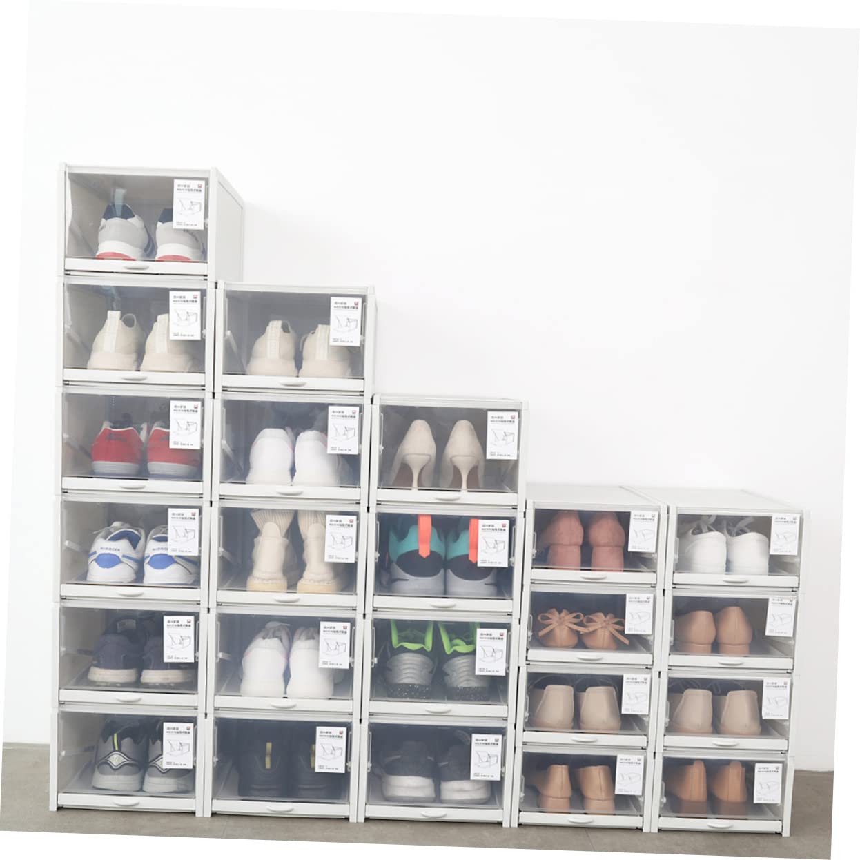 SOLUSTRE 1Pc Push Pull Shoe Storage Box Stackable Organizer for Home Use Compact Design Shoes and for Closet and Entryway