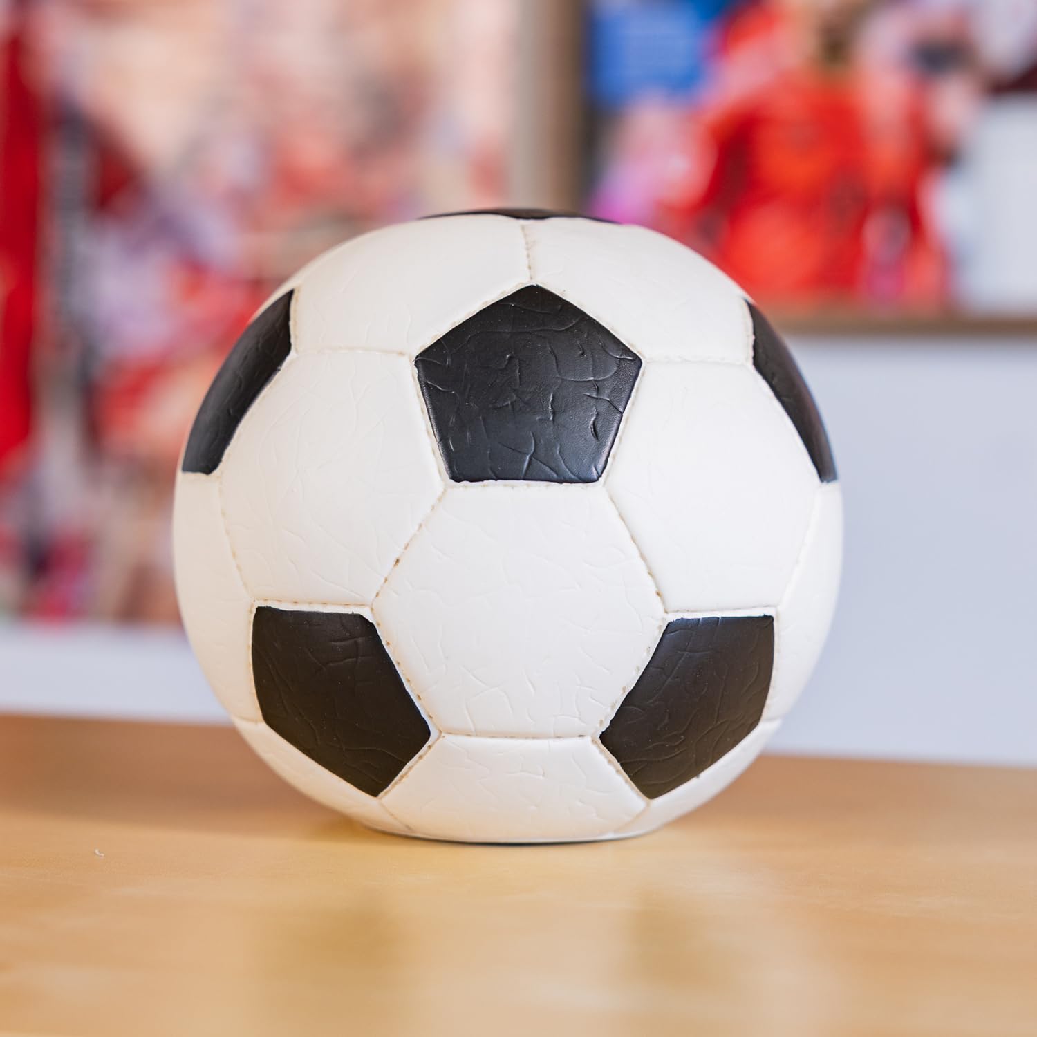 HMF 4790-01 Soldi Salvadanaio, Pallone da Calcio In Pelle Sintetica, 15 cm, Bianco Nero