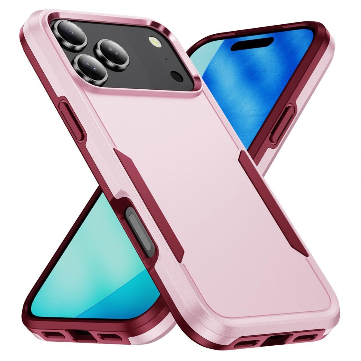 Coque iPhone 14 Pro Max rose silicone rigide double couche antichoc - 8
