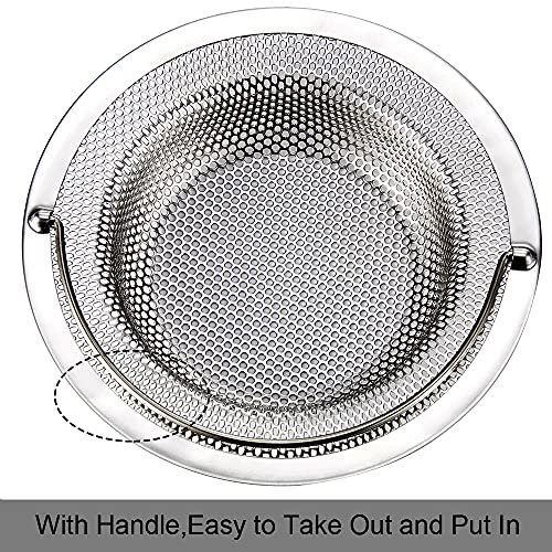 Kitchen Sink Strainer, 2-Pack Sink Strainer Basket With Handle, 4.5" Diameter, Stainless Steel, Rust Free And Dishwasher Safe #TOP4