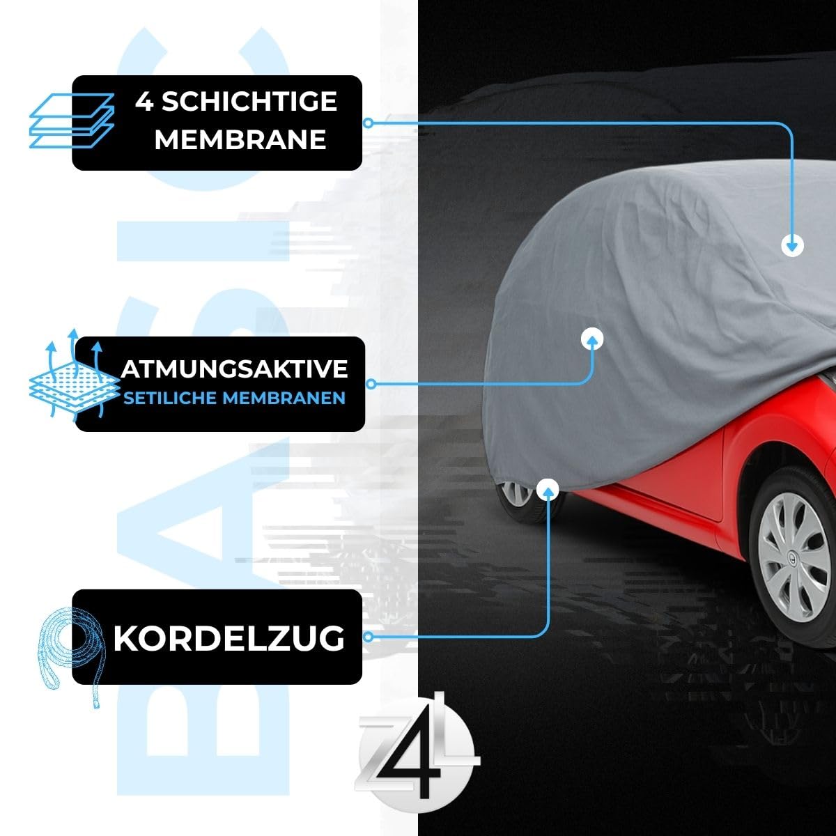 Z4L Autoabdeckung passend für C1 I, II- 4-Lagiges, atmungsaktives Material, Schützt vor Schnee, UV, Ganzjährig