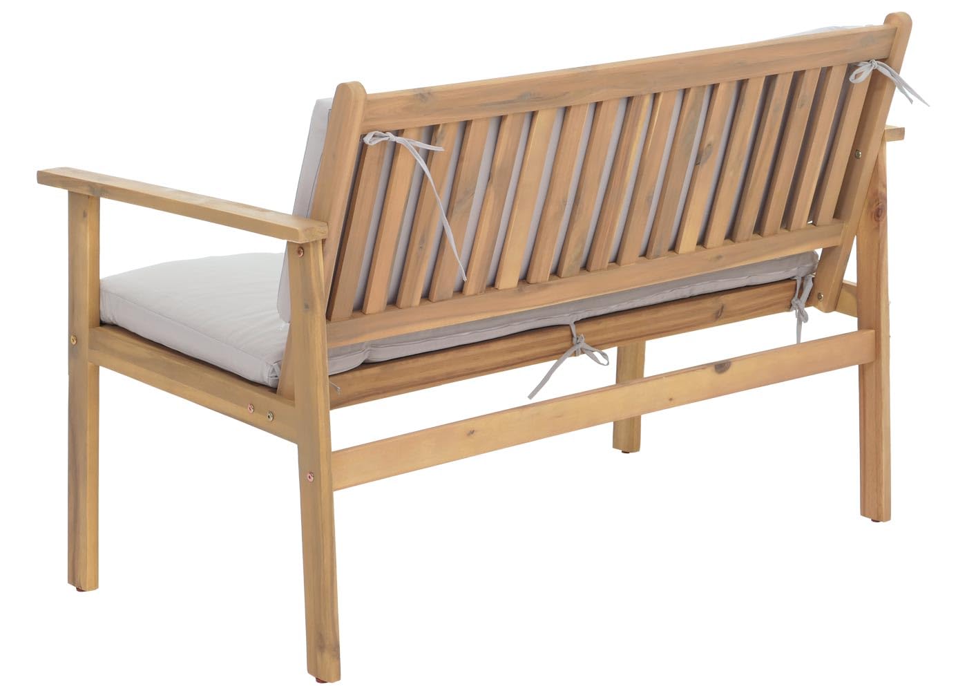 Mendler Set da giardino HWC-O19, salottino panca poltrona tavolo, legno acacia MVG stoffa/tessuto (180g/m²) - cuscini grigio