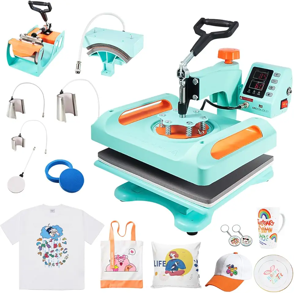 Prensa Térmica Sublimação Combo 8 Em 1 Cor Azul E Laranja 127V