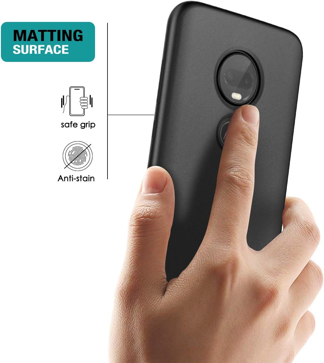 SURITCH Case for Moto G7/Moto G7+ Plus 6.2 inch, [Built-in Screen Protector] Soft TPU Full Body Protection Shockproof Bumper Protective Cover [DO NOT FIT Motorola Moto G7 Power Or Moto G7 Play]-Black