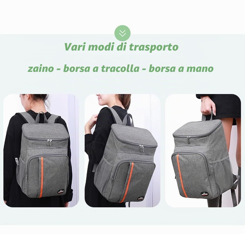 Zaino Frigo, Termico 26L, Borsa Porta Pranzo,per Spesa, Isoterma, Grande per PIC-nic/All'aperto/Barbecue/Campeggio/Eventi Sportivi (A. Classico - Blu)