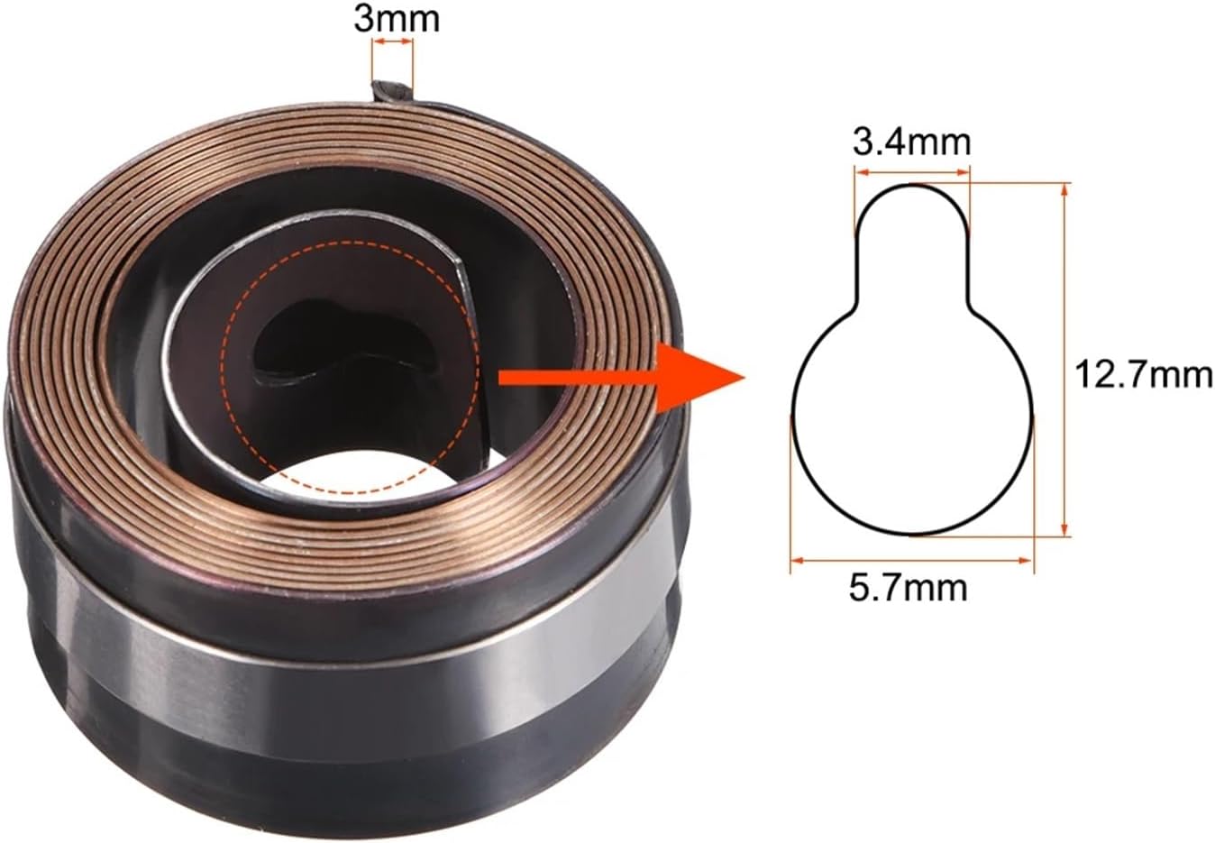 1Pcs Drill Press Spring Quill Spring Feed Coil Spring Assembly 4.6Ft Long 44x25x0.7mm