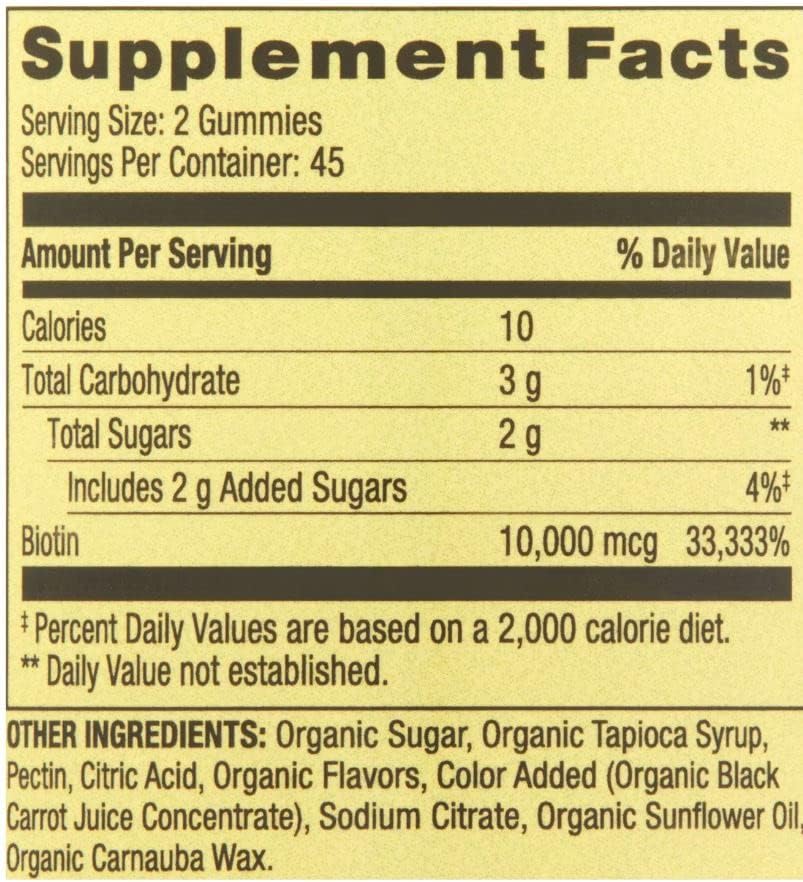 Miniatura 3 de Spring Valley Biotin 10,000mcg Suplemento de gomita vegetariana, 90 unidades+Better Guide Vitaminas Suplementos