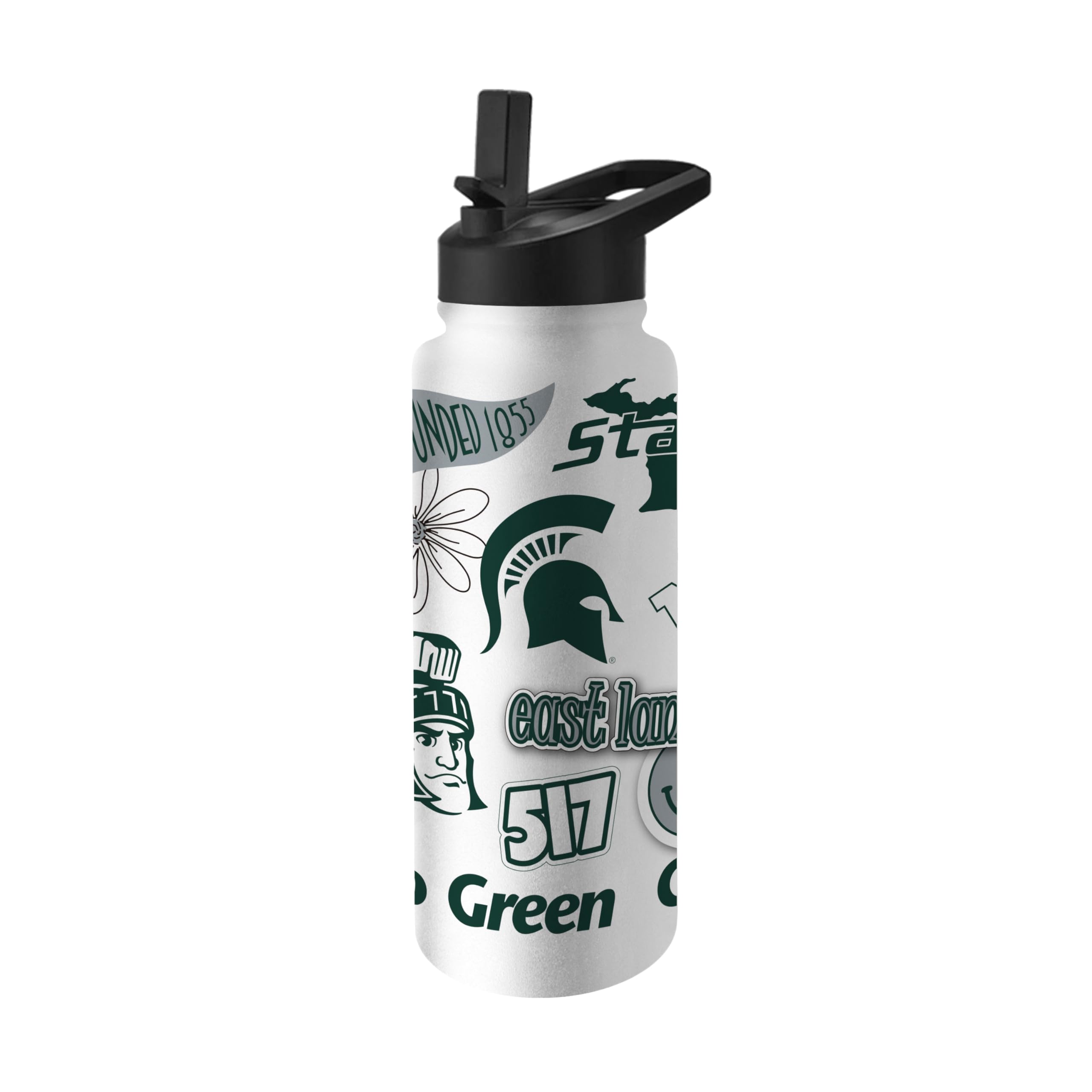 Logo Brands NCAA Native 34 oz Quencher Water Bottle - | Local Icons Design | Double-Wall Insulated| Leak-Proof Lid &amp; Built-In Straw