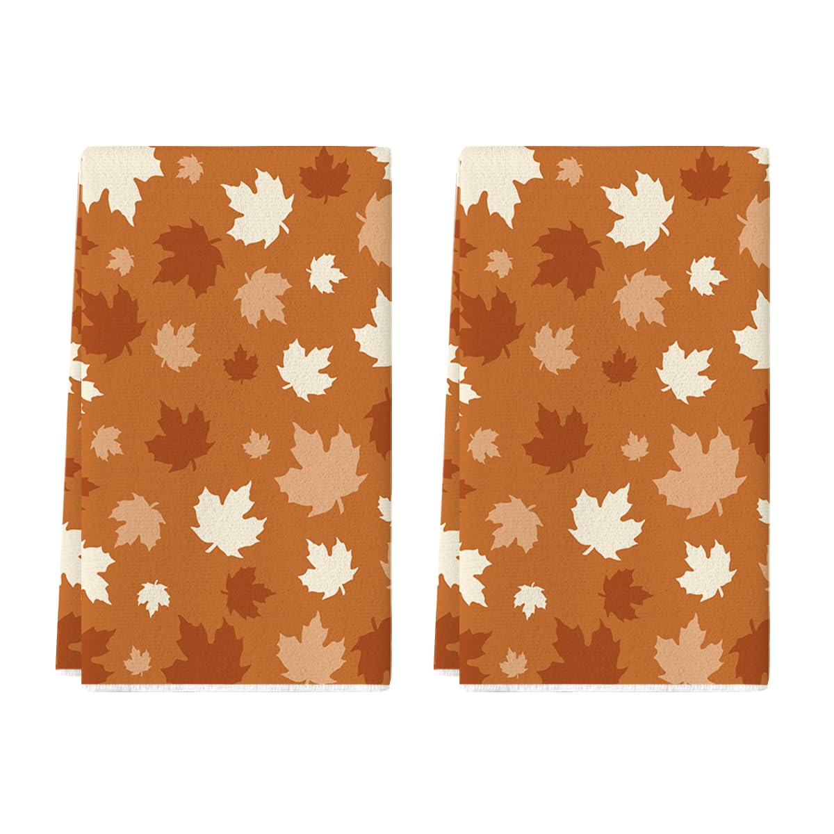 Artoid Mode Orange Maple Leaves Fall Kitchen Towels Dish Towels, 18x26 Inch Farmhouse Autumn Decoration Hand Towels Set of 2