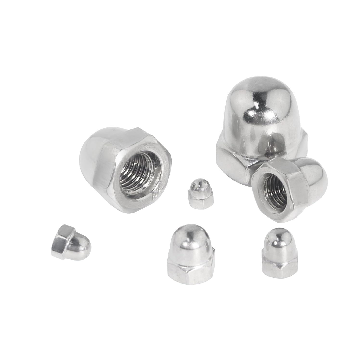 Acorn Nuts Assortment Kit 304 Stainless Steel 140 Pcs M3 M4 M5 M6 M8 M10 M12 Metric Hex Acorn Cap Nuts Sets Dome Head Hex Nuts for Indoor Outdoor