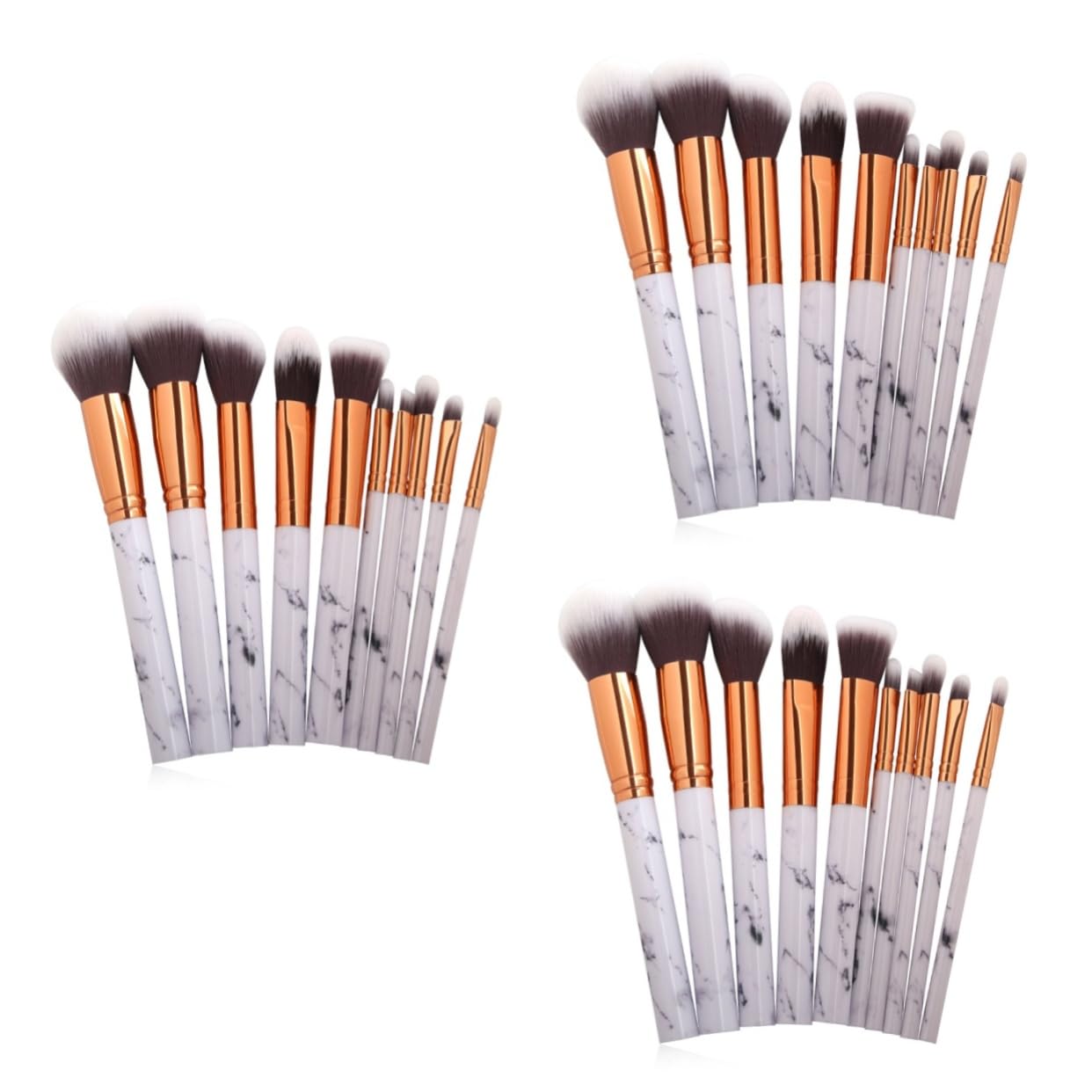 Healeved 30piezas Brochas De Maquillaje De Mármol De Pinceles Para Base Rubor y Sombra De Ojos Uso Profesional y Personal y Ligero