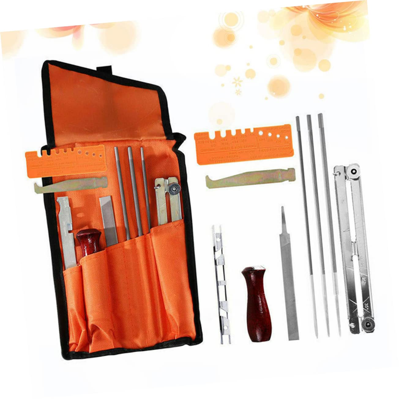 Kit D'affûtage de Tronçonneuse 10 Pièces en Métal Portable pour Chaînes