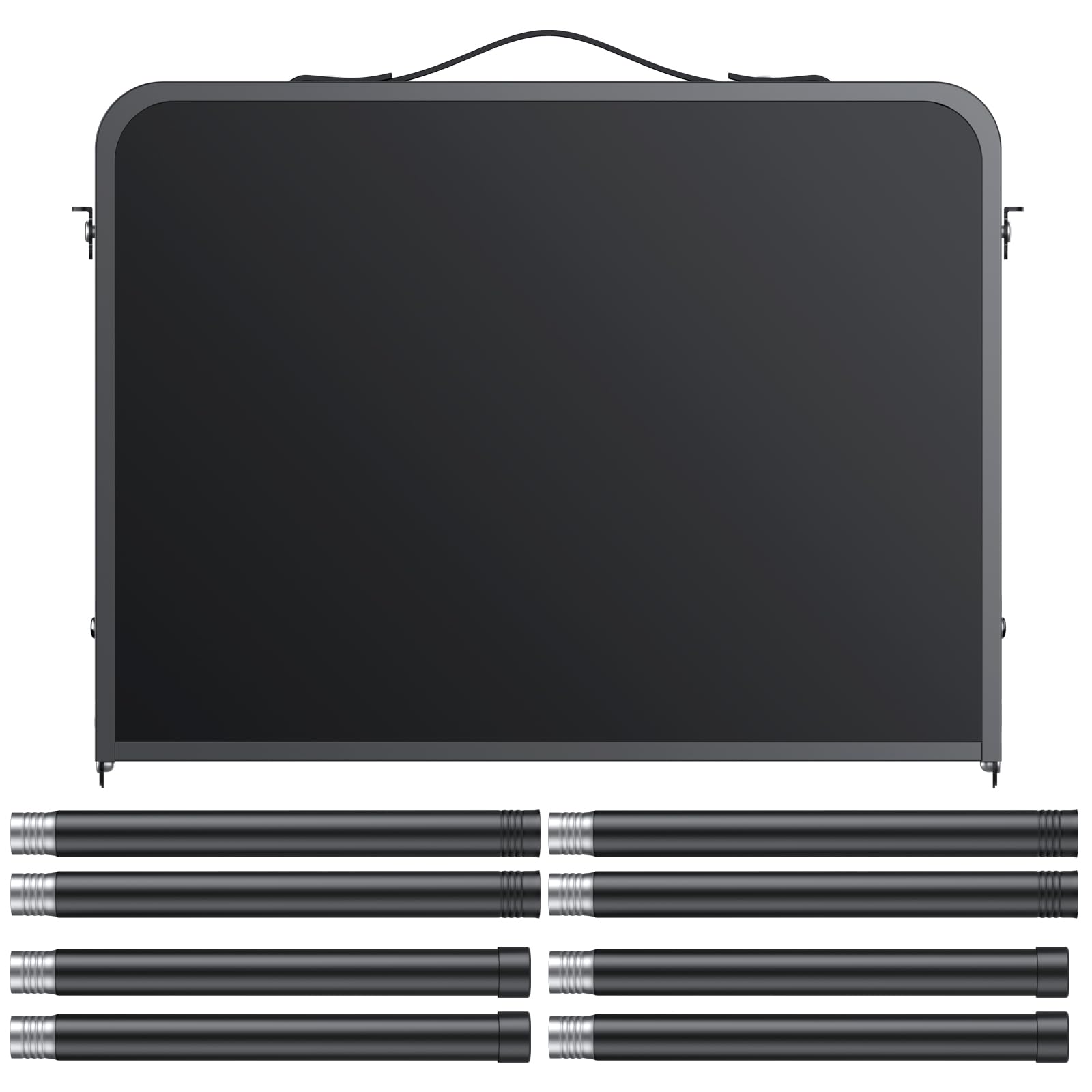 JiGiU Table de Camping Pliante 60x40cm avec 3 Hauteurs Réglables, Noir | Table de Pique-Nique Supportant 30kg, Portable et Légère, en Aluminium et MDF pour Extérieur et Intérieur, Jardin, Plage