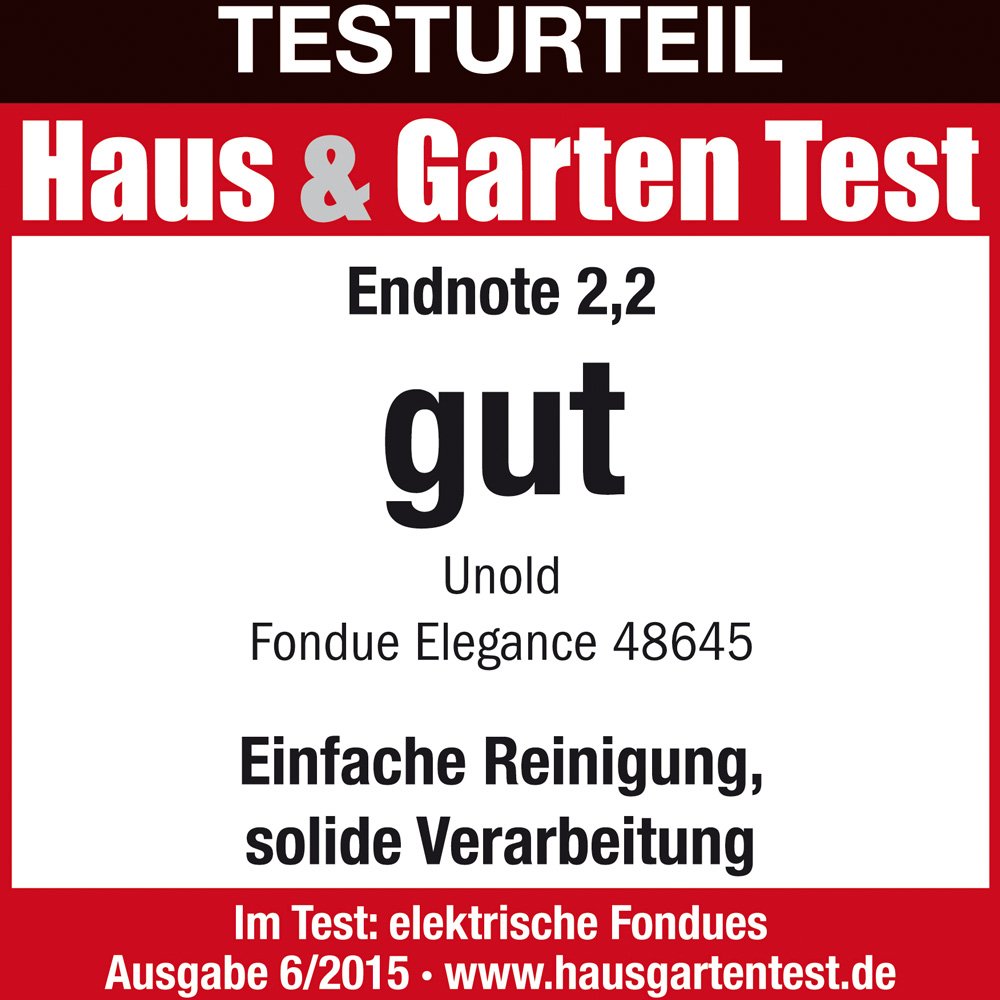 UNOLD 48645 Fondue-Elegance - Elektro-Fondue-Set, Wechseltopf (Edelstahl/Keramik), für 8 Personen, für Fleischfondue mit Öl/Bouillon und Schokoladen- oder Käsefondue