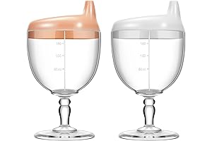 2 Pack Baby Wine Sippy Cup Spill Resistant Wine Glass Sippy Cup for Toddlers