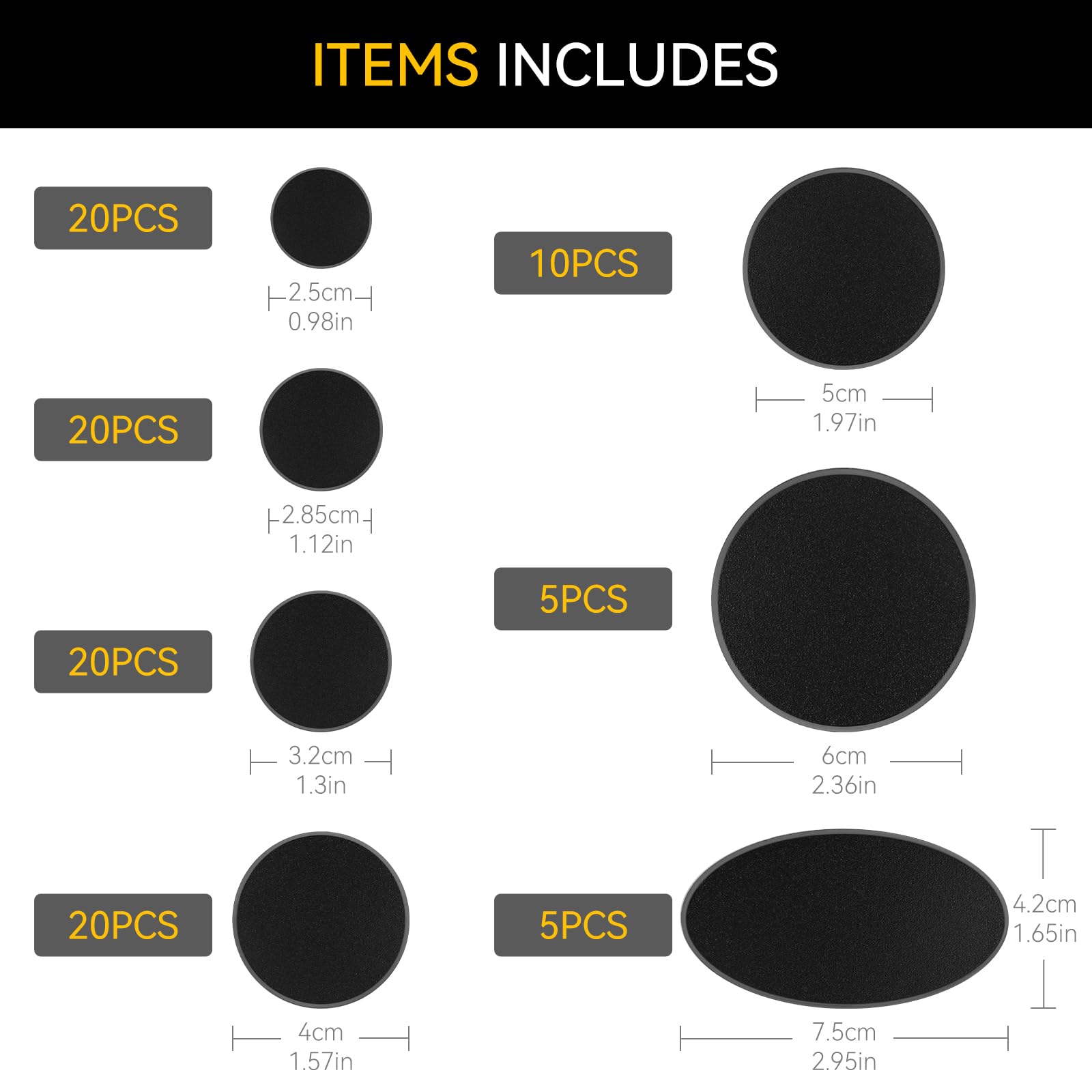 100PCS Mix Black Miniature Bases with 7 Different Sizes, Model Base Wargame Accessories for Gaming Miniatures or Wargames Table Top Games