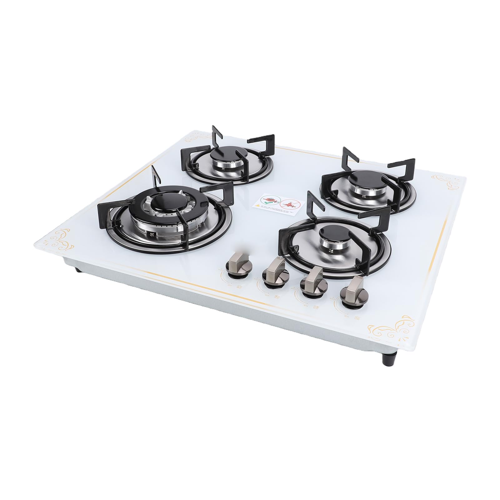 ZJchao Placa de Gas de 24 Pulgadas, Encimera de Gas Integrada, 4 Fuegos, for Cocina Apartamento Autocaravana y Cocina Exterior