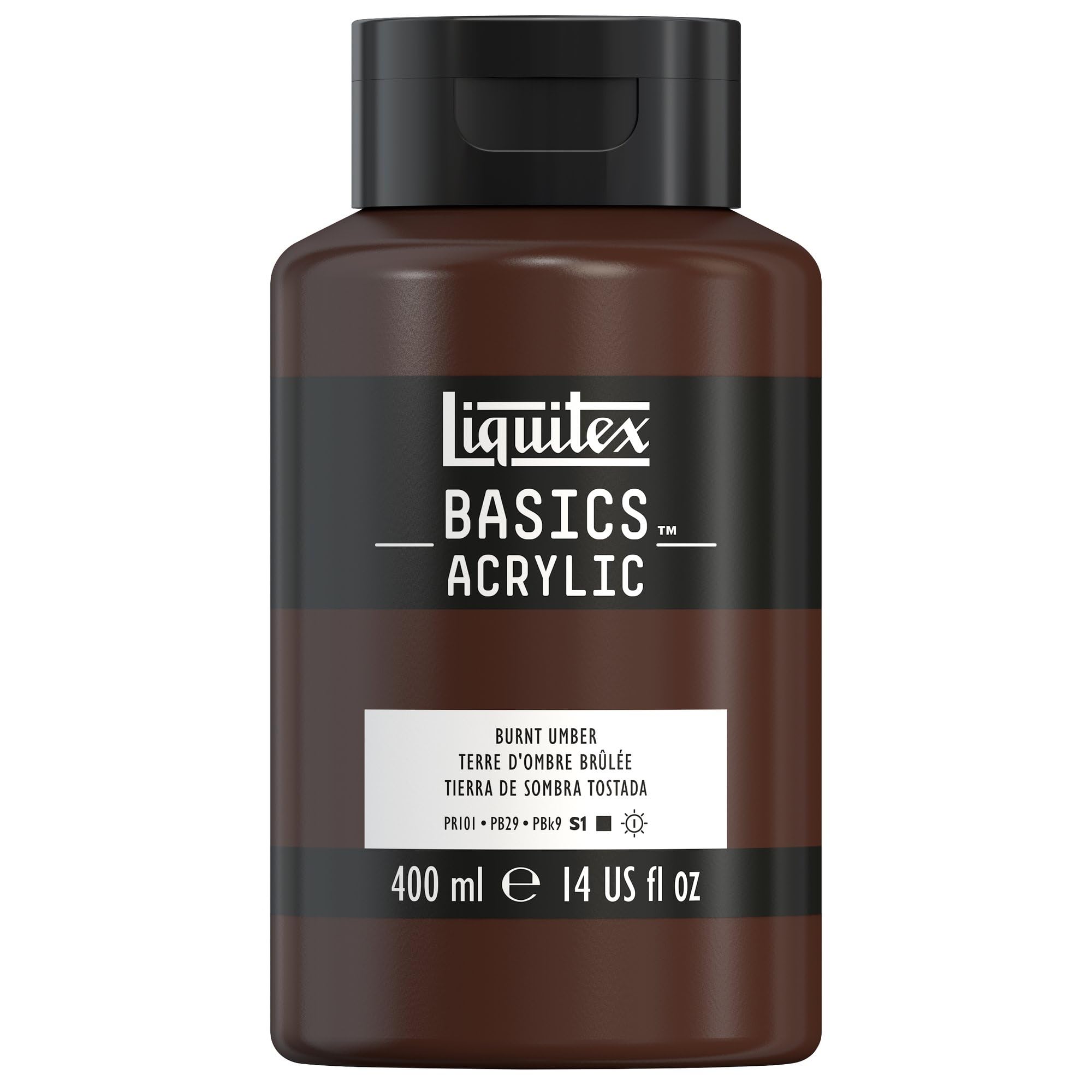 LIQUITEX Basics Acrylic Paint, Burnt Umber, 400 ml Bottle