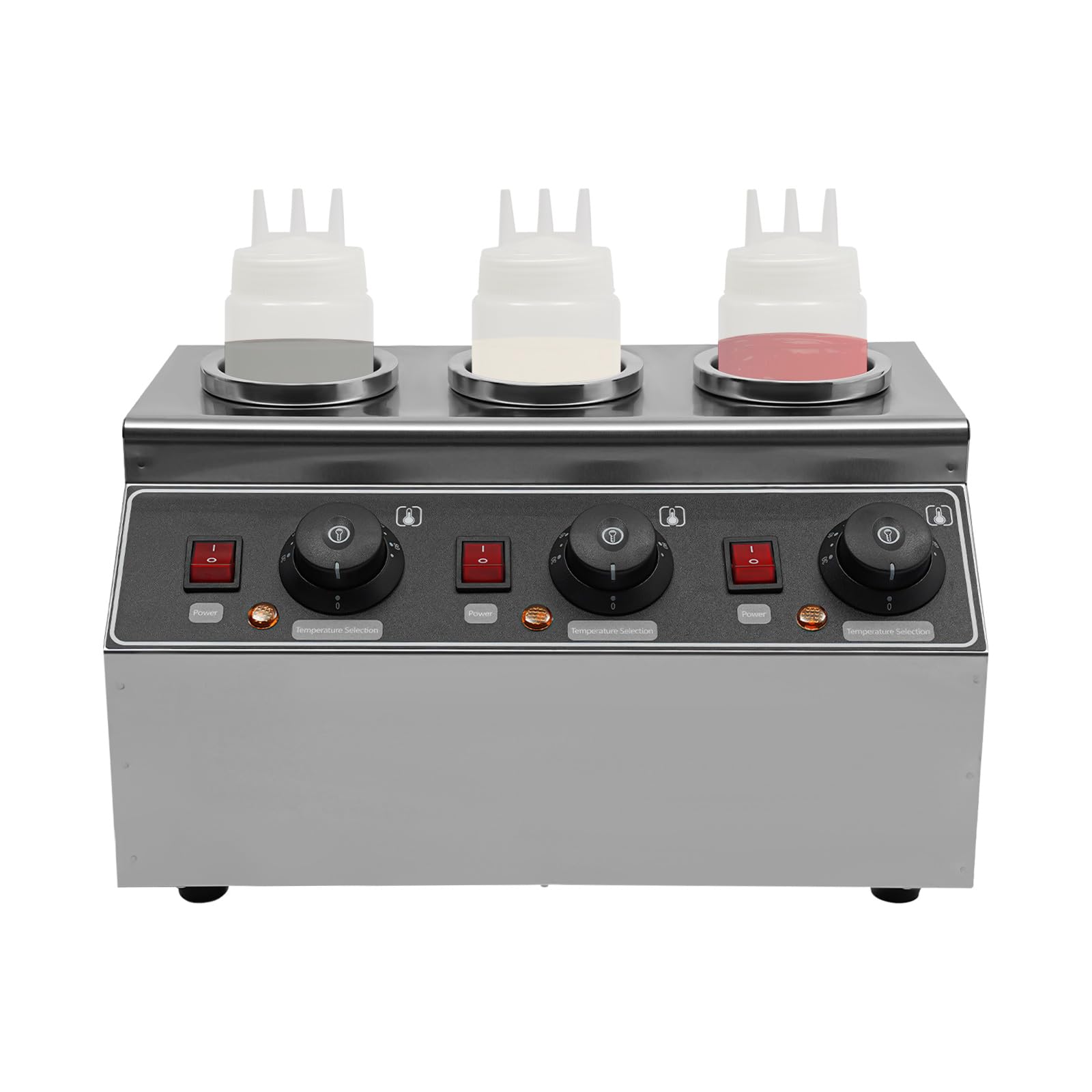 240w Chauffe-sauce électrique alimentaire 3 casseroles thermostat de sauce chaude humide en acier inoxydable 30℃ - 85℃ distributeur fonte fromage au chocolat machine conservation chaleur confiture
