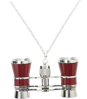 HOMSFOU Theater Horse Racing Binoculars for Women Telescope with Chain Silver Wine Red Lightweight Compact Design for Conc...