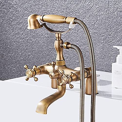 Mitigeur baignoire style téléphone antique avec douchette dorée