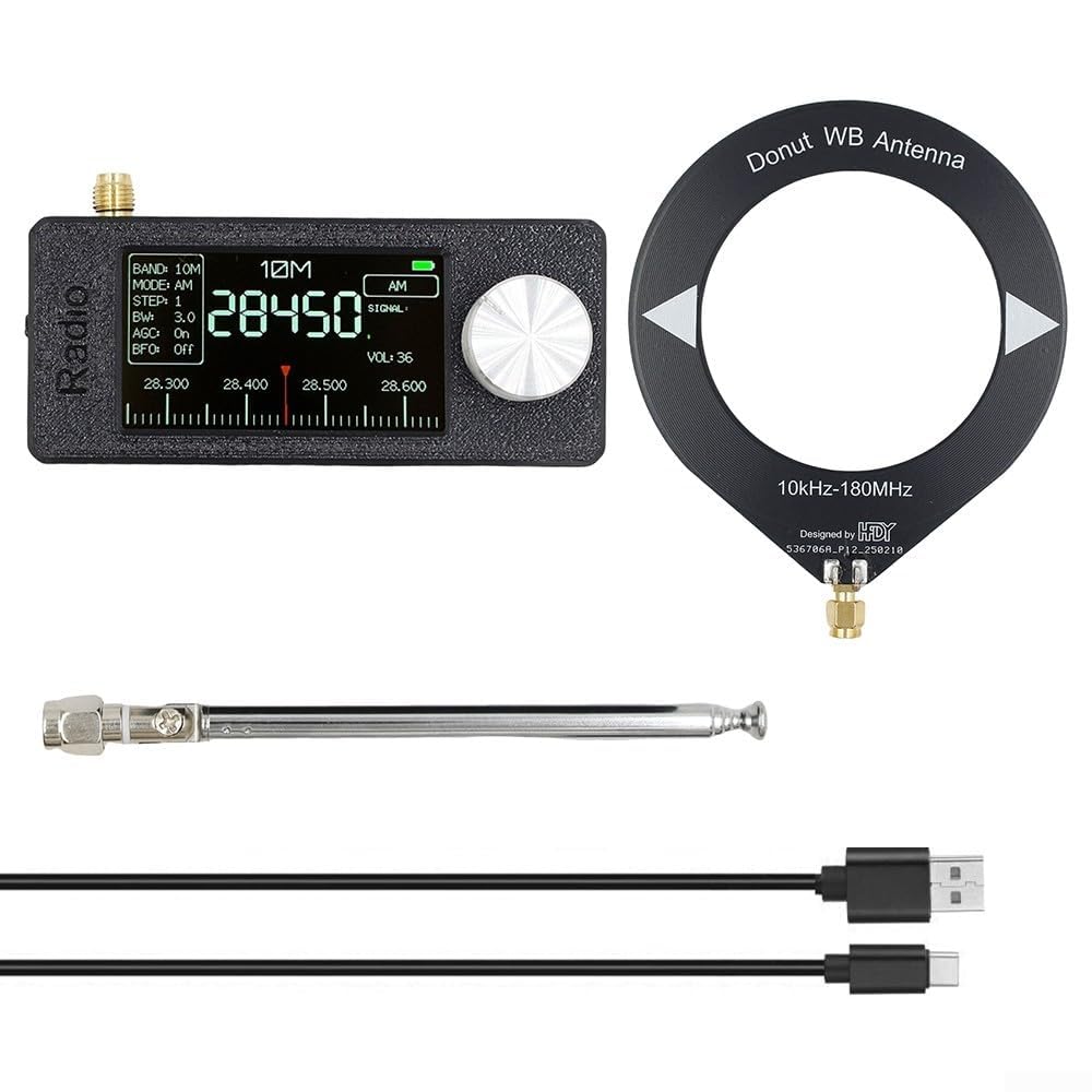 Mini SI4732 - Radio de bolsillo IPS de 1.9 pulgadas, pantalla a color HD, transmisión FM completa, controlador ESP-32-S3 Master, antena de bucle portátil, receptor digital AM