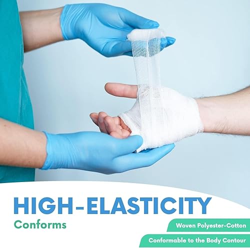 Miniatura 4 de HEALQU Rollos de gasa prémium  2 pulgadas x 4.1 yardas  24 rollos, vendaje de gasa elástica conforme envuelto individualmente  Vendas de gasa