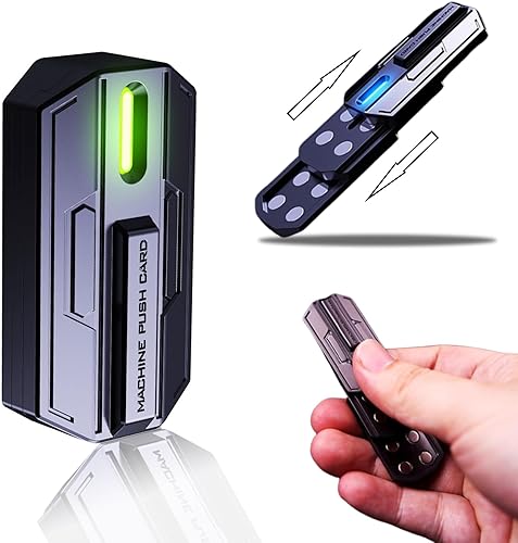 Miniatura 8 de STONESTAR Mecha Fidget Slider, juguete magnético de metal que brilla en la oscuridad, tarjeta de empuje de 3 capas juguetes sensoriales EDC Fidget