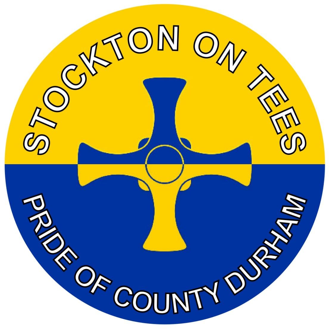 Stockton on Tees - Pride of County Durham - (Two Pack) 80mm Diameter Car Bumper Window Decal Sticker