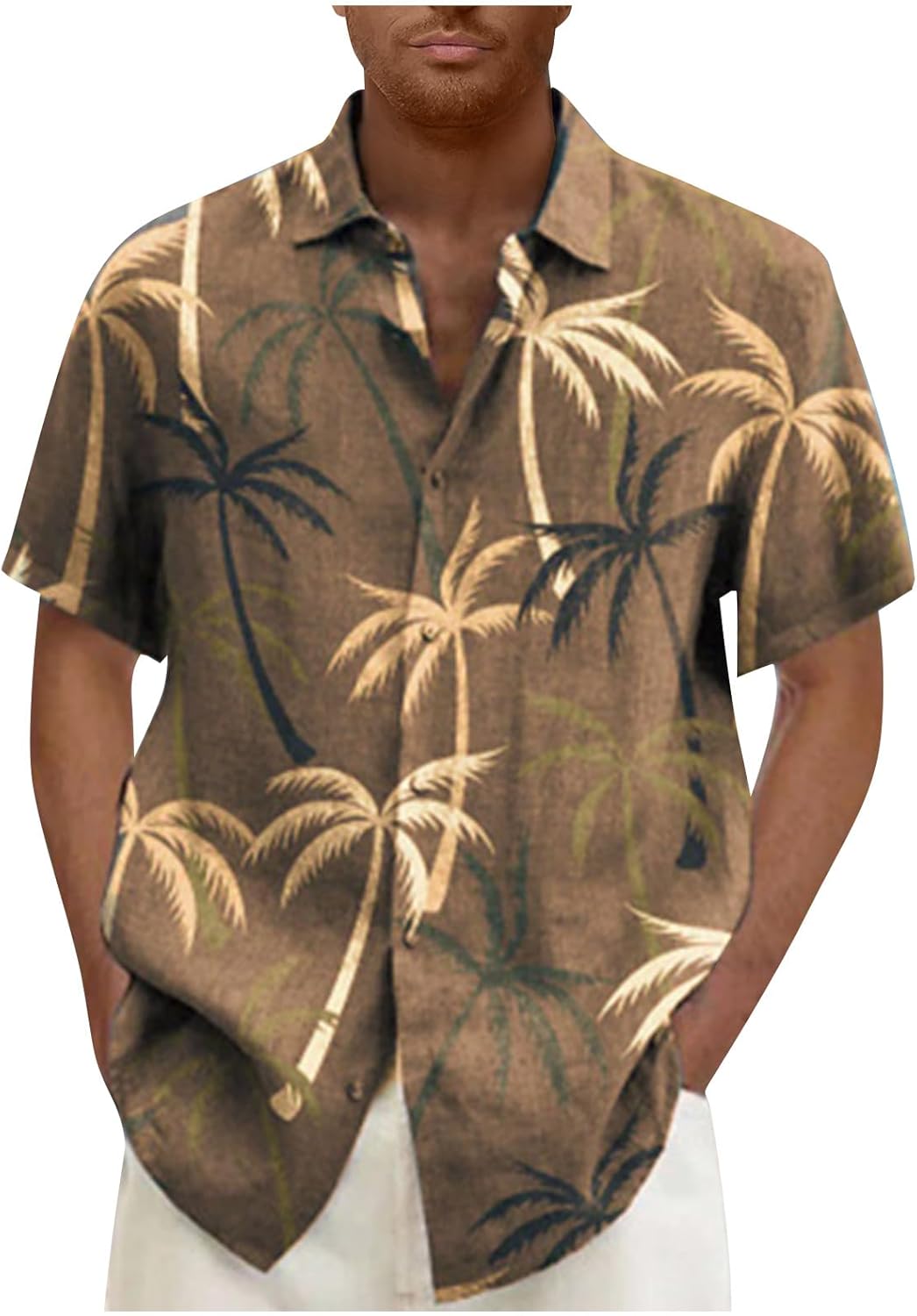 Ymosrh Men's Casual Shirts Short Sleeve Hawaiian Shirt Short Printed Button Down Casual Summer Beach Shirts, M-5XL