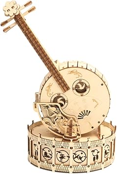 3D Wooden Chinese Zhongruan Music Box Set for Adults, DIY Mechanical Transmission Model Kit, Creative Desktop Ornament Toys Gifts for Hobbies