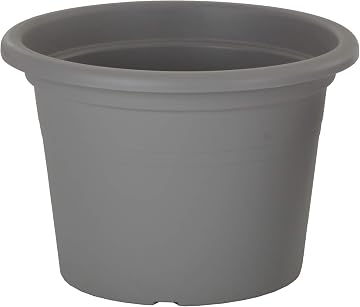 Gardenesque Eco Cylinder Recycled Plastic Grey Planter (5 Pack, 20cm)