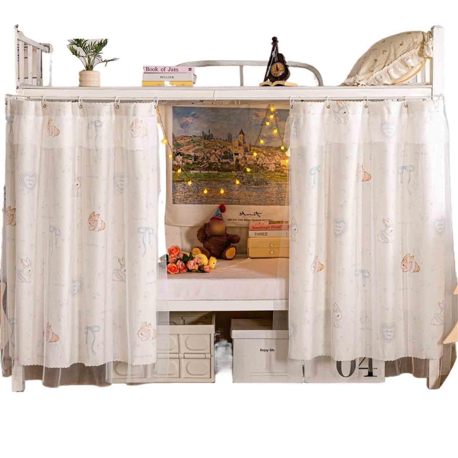 HAJHI Students Dormitories Bunk Bed Curtains with Sheer Bottom Top Loft Bed Curtains Blackout Decorative Bunk Bed Tent Dust-Proof Privacy(1 curtain,1.35m,B)