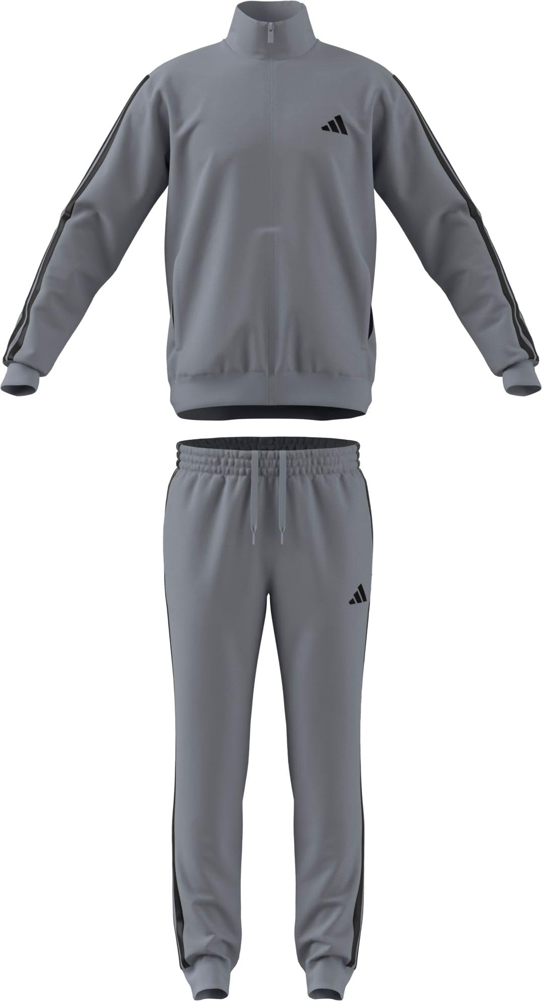 adidas Herren SPORTSWEAR BASIC 3 STRIPES TRICOT TRACKSUIT, halo silver, L