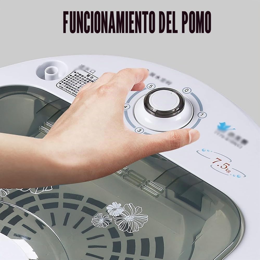 Lavadora portátil de carga superior de 7,5 kg, color blanco, eficiencia energética, controles de perilla, totalmente automática, uso residencial/comercial