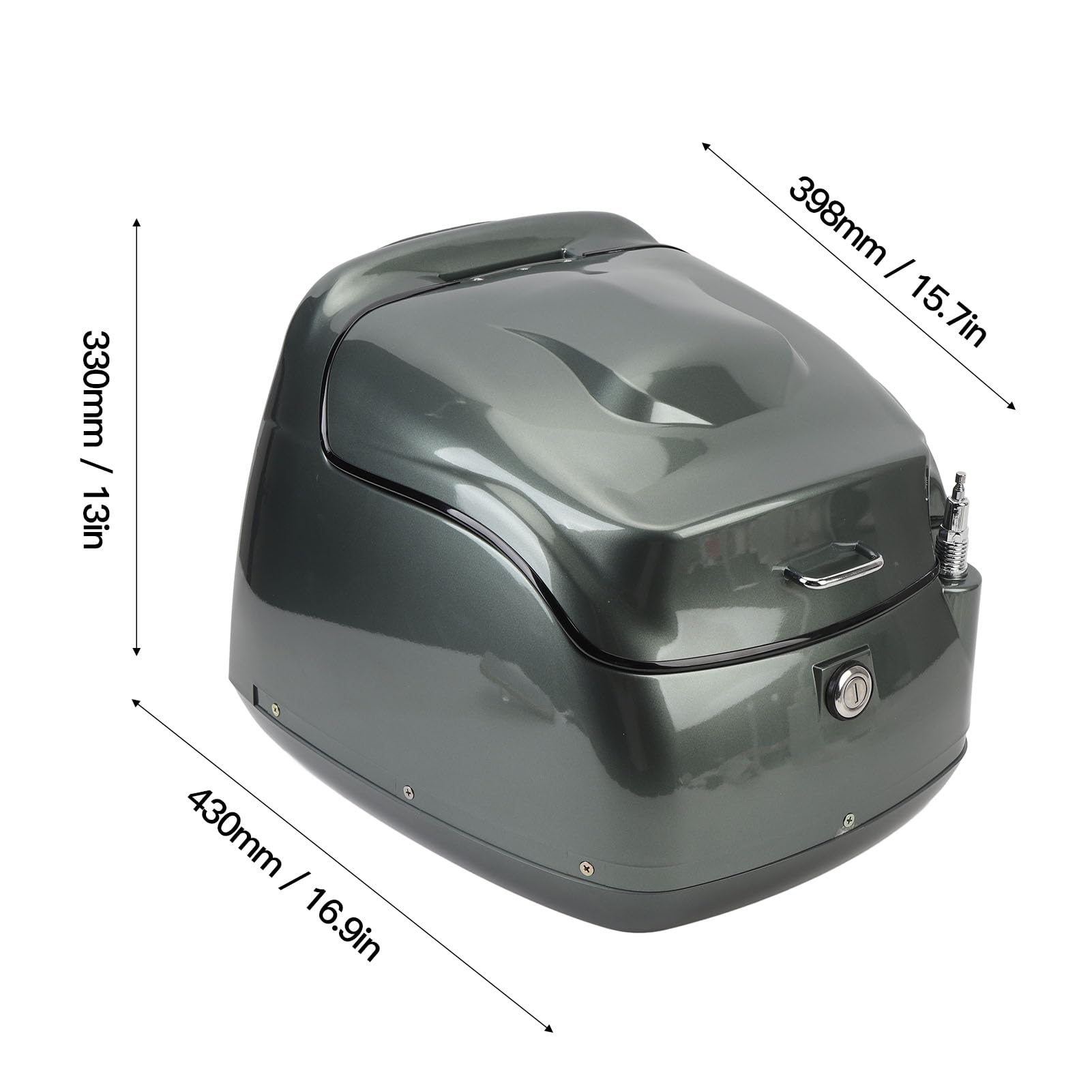 38-Liter-Motorrad-Topbox, Retro wasserfester Motorradkoffer mit Schloss, universell passend für Roller und Motorräder, geräumiger Helm-Aufbewahrungskoffer (Von Farbe)