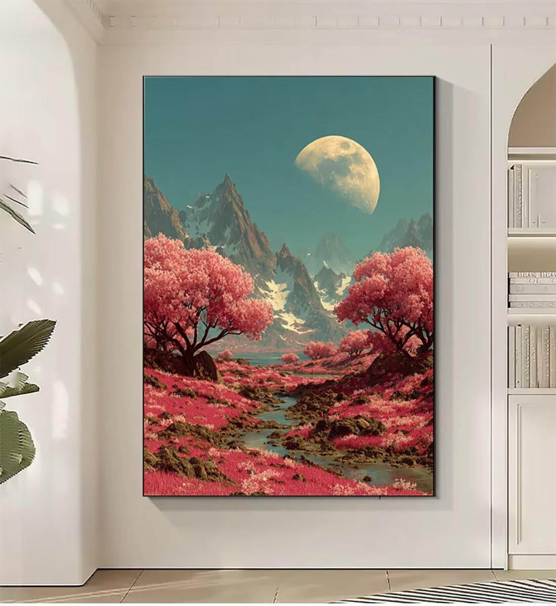 Landschaft Berg Malen Nach Zahlen Erwachsene, Paint by Numbers Adult Anfänger Kreativ Set für, Heimwerk Malen Nach Zahlen Kinder, Pinsel und 36 Acrylfarbe Als, für Deko Wohnzimmer 60 x 80 cm BJHWK712