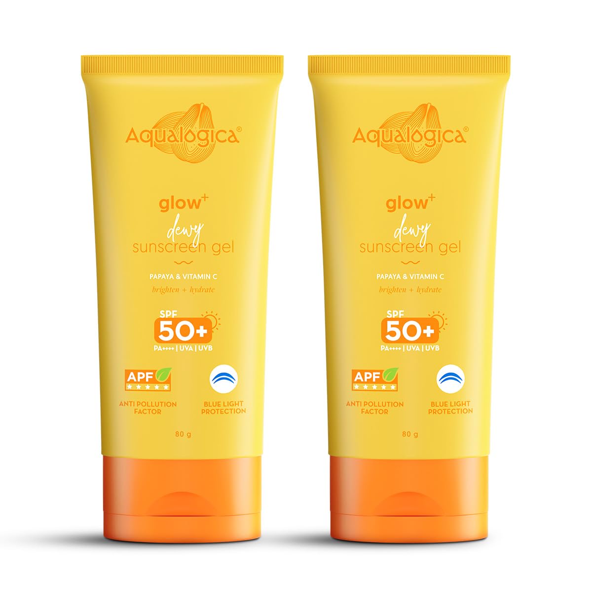 Glow+ Dewy Lightweight & Hydrating All Skin Type Sunscreen With Spf 50+ & Pa++++ For Uva/B & Blue Light Protection & No White Cast - 80G Pack Of 2