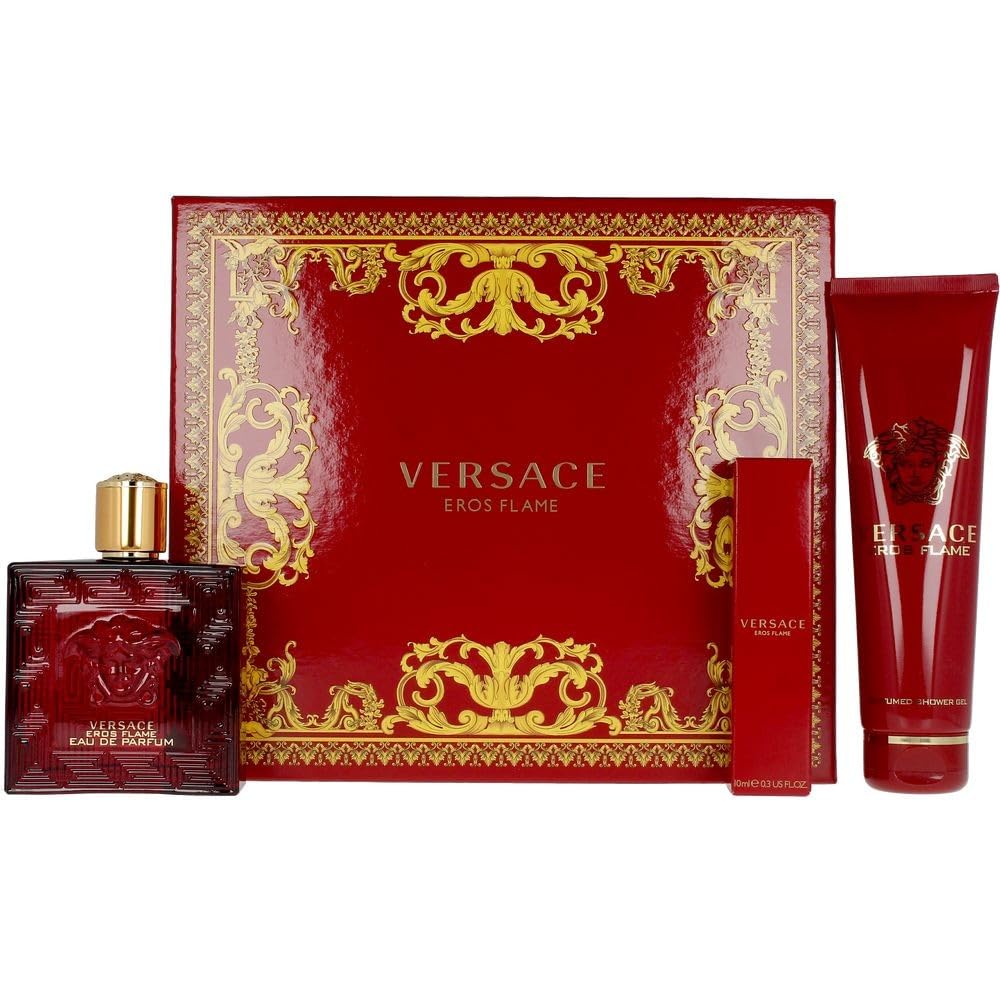 Amazon.com : Versace EROS FLAME 3 PIECE GIFT SET - 3.4 OZ EAU DE