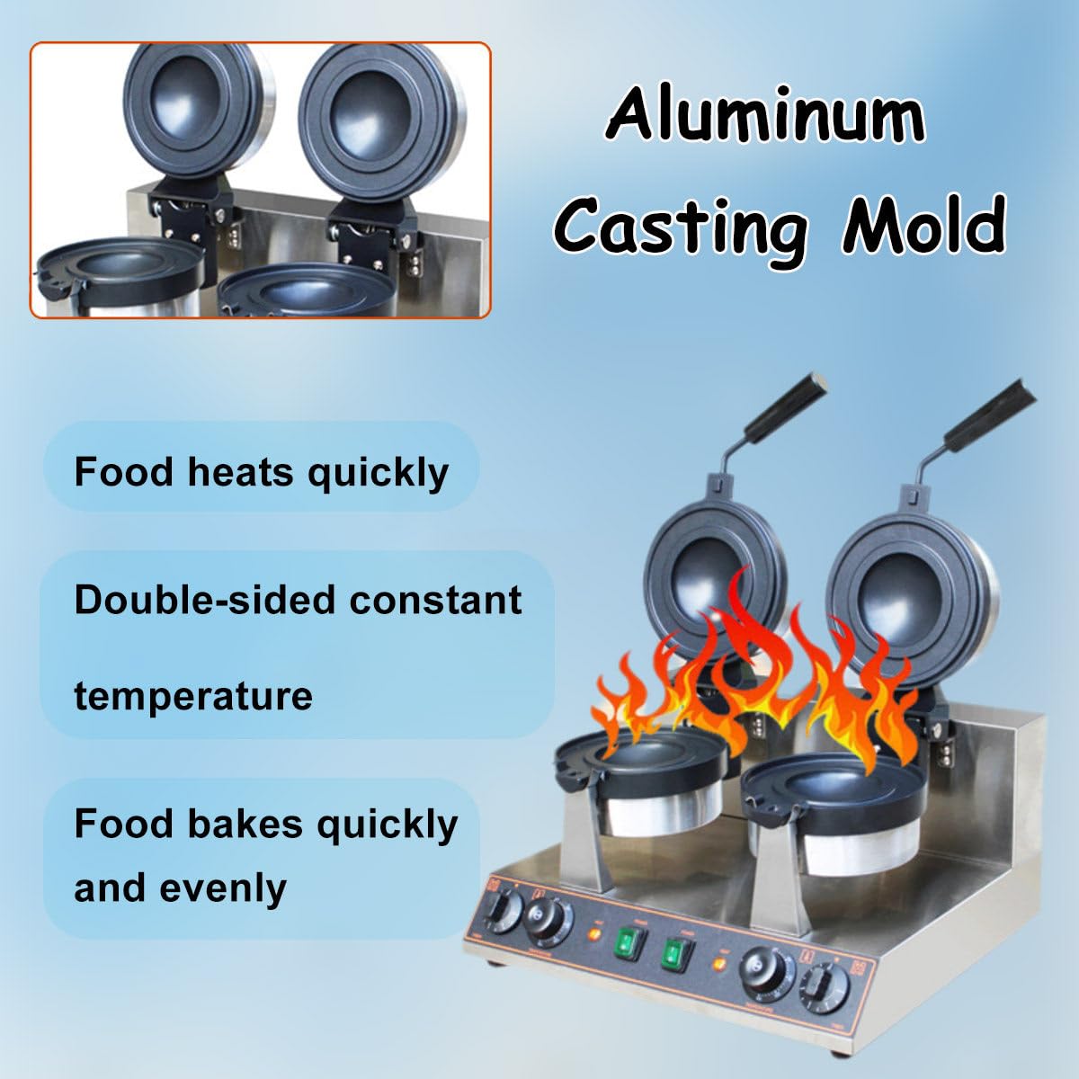 Pressa per Hamburger, Macchina per Hamburger Rotante, Macchina per Hamburger con Gelato e Timer, Macchina per Waffle in Acciaio Inox, Calore e Tempo Regolabili, per panetterie, RIS