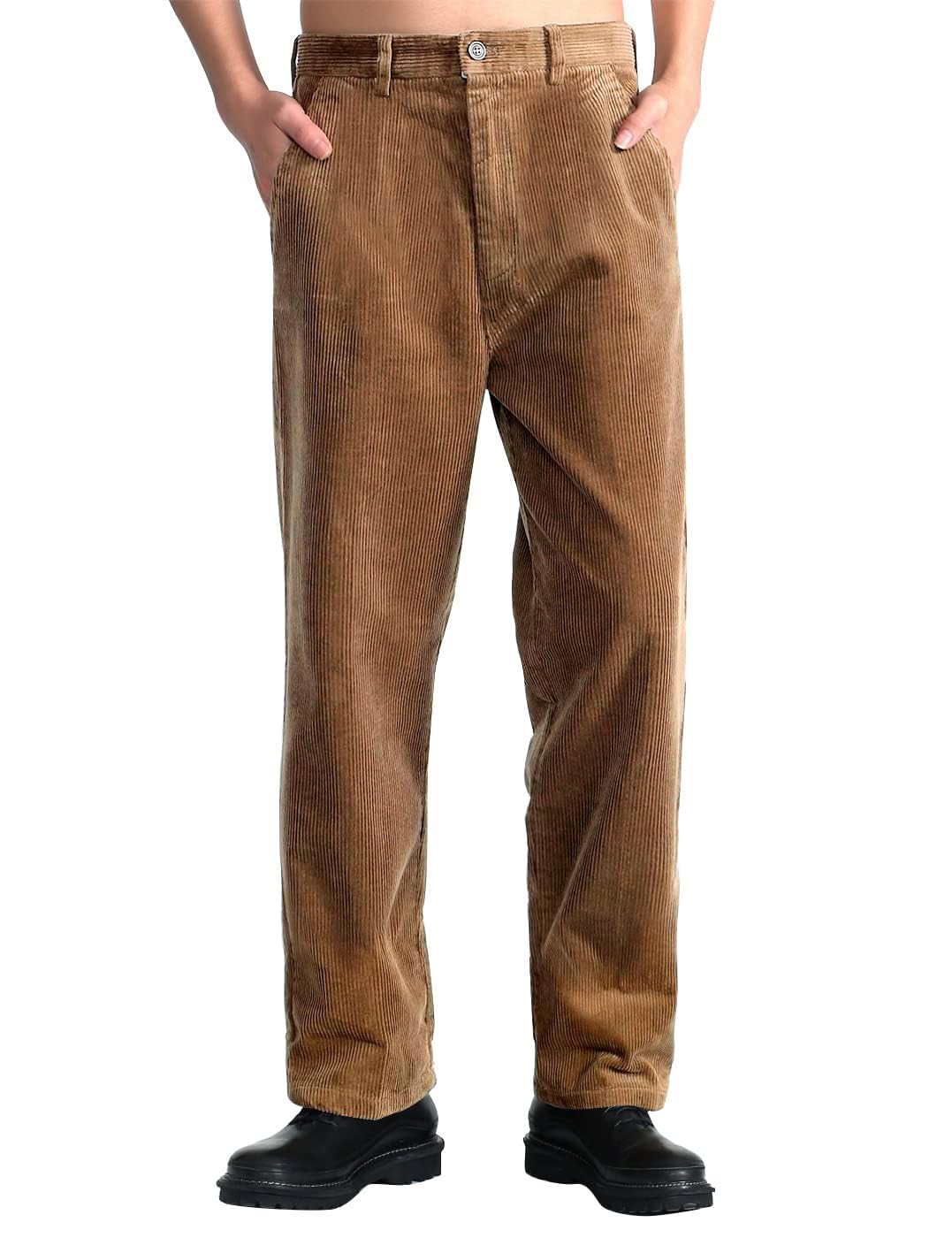 IDEALSANXUN Mens Corduroy Pants Flat Front Straight Leg Casual Pants