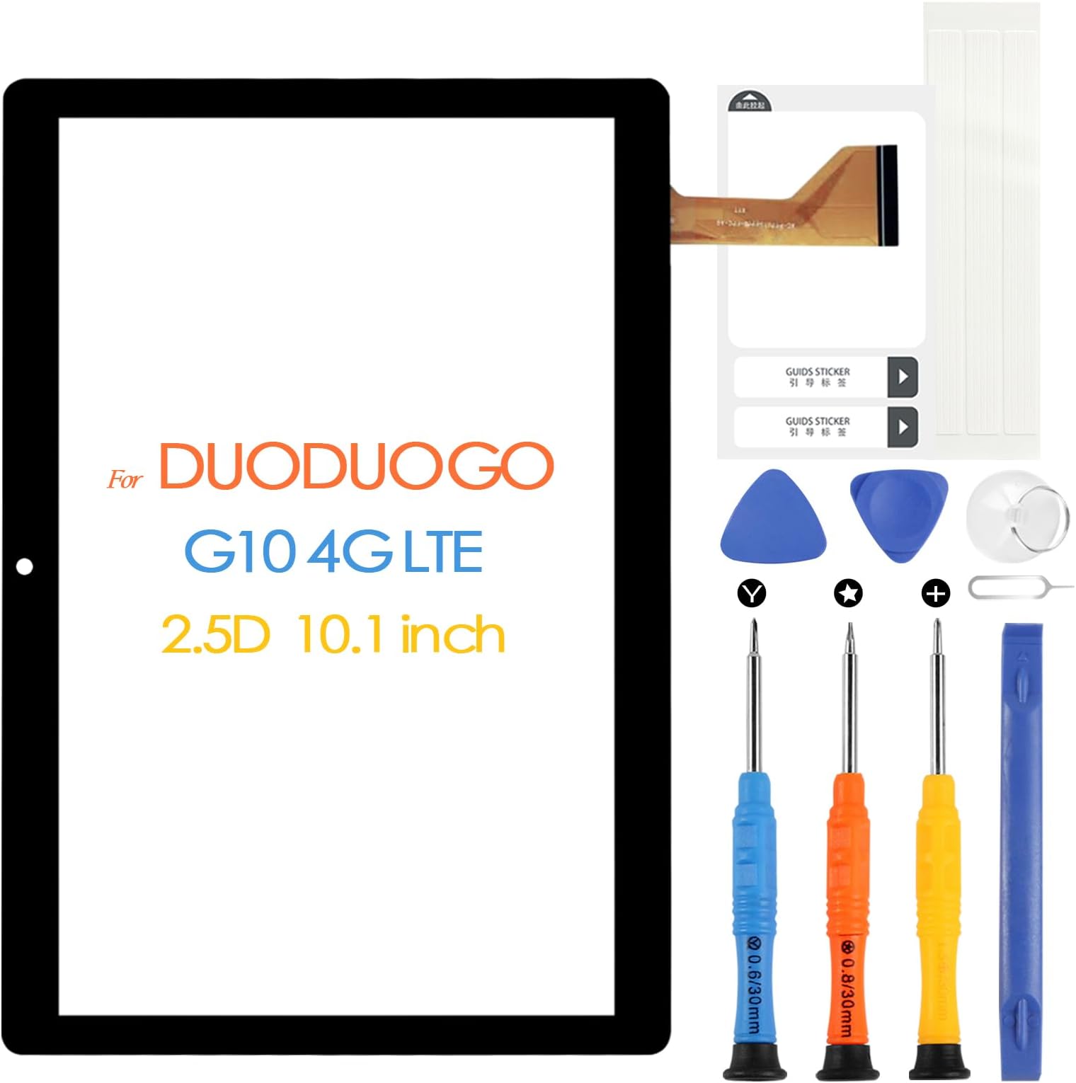 ARSSLYTouch Screen for DUODUOGO G10 4G LTE Replacement Digitizer Kit for DUODUOGO G10 4G LTE 2.5D 10.1 inch Capacitive TouchScreen Glass Sensor Touch Panel with Repair Tools (Black, Not LCD Display)