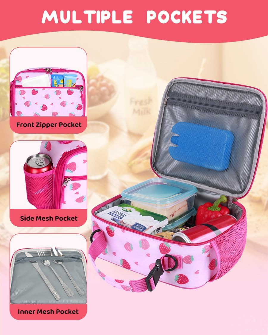 Kids Lunch Box for Girls, Kids Insulated Lunch Bag with Strap image 4