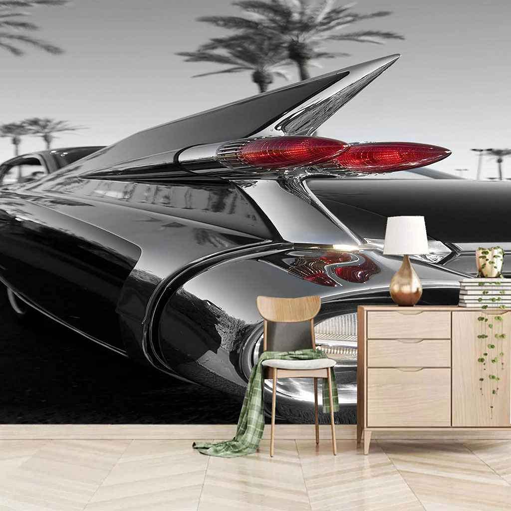 Papier peint de salon supercar noir pour fond de TV au design moderne